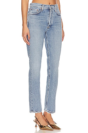 AGOLDE Riley High Rise Straight Crop Jeans in Denim-Light