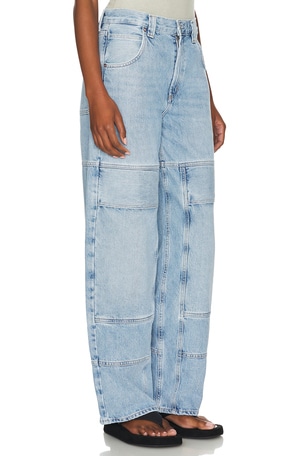 AGOLDE Tanis Utility Wide Leg Jeans in Denim-Light