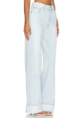 AOrE JAMBES LARGES TAILLE HAUTE DAME en Denim Clair