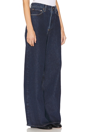 AGOLDE Dame High Rise Wide Leg Jeans in Denim-Dark