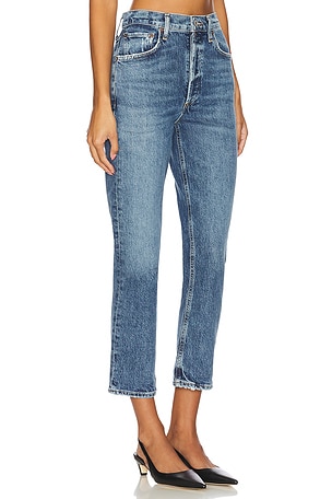 AGOLDE Riley High Rise Straight Crop in Denim-Medium