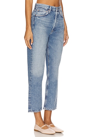 AGOLDE 90s Mid Rise Loose Straight Crop Jeans in Blue. Size 28. Also