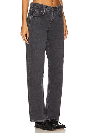 AGOLDE Low Rise Loose Jeans in Black. Size 34. Also