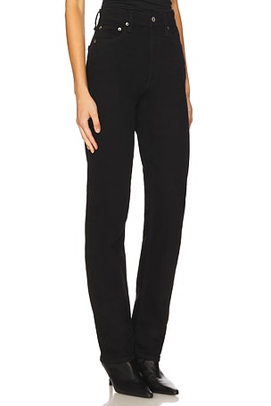 AGOLDE 90s Pinch Waist Long High Rise Straight Jeans in Black