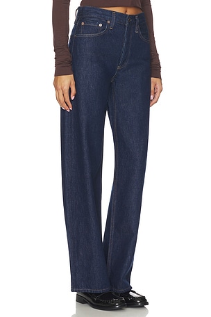 AGOLDE Arc Loose Wide Jeans in Blue. Size 34. Also