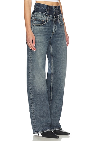 AGOLDE Elson High Rise Loose Jeans in Blue. Size 30. Also