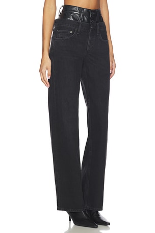 AGOLDE Elson High Rise Loose Jeans in Black. Size 34. Also