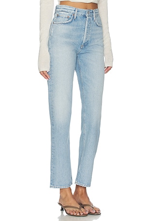 AGOLDE 90's Pinch Waist High Rise Straight Jeans in Blue
