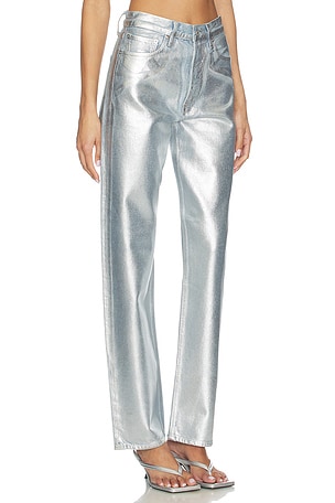 AGOLDE 90's Mid Rise Loose Fit Jeans in Metallic Silver