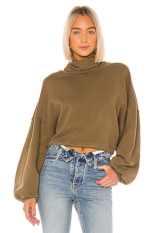 Balloon Sleeve Turtleneck Sweatshirt