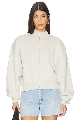 AGOLDE Jensen Zip Up Sweatshirt in Ivory. Size L. Also