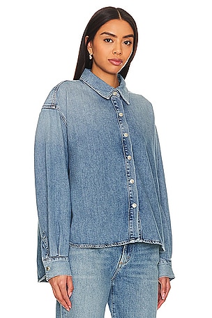 AGOLDE Aiden High Low Shirt in Blue