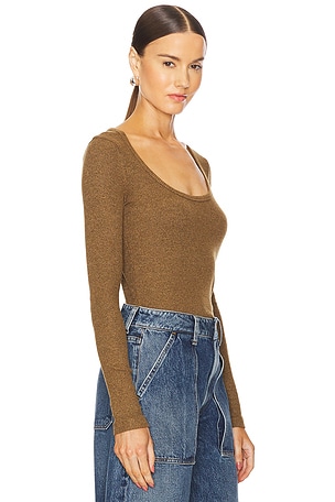 AGOLDE Corey Scoop Neck Tee in Brown
