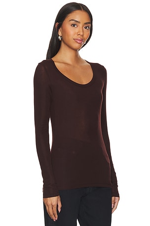 AGOLDE Corey Scoop Neck Tee in Burgundy