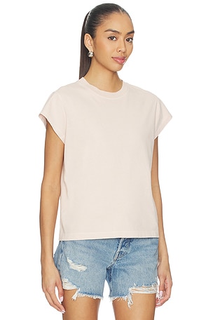 AGOLDE Bryce Cap Sleeve Tee Shirt in Nude