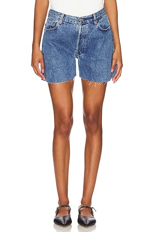 aligrace Vintage Maternity Baggy Short in Denim-Medium