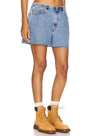 aligrace Undone Mini Rise Short in Denim-Medium