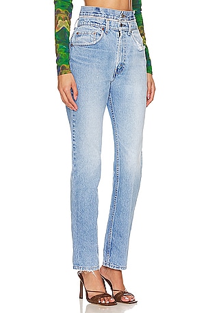 aligrace Double Waist Customs Jeans in Denim-Light