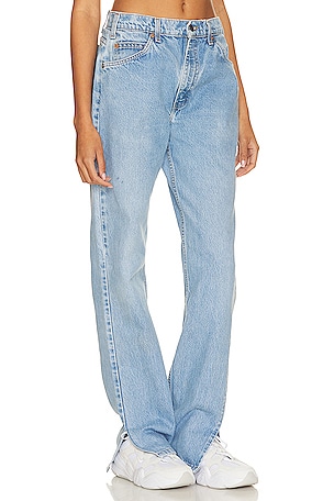 aligrace Allyssa Tilted Split Customs Jeans in Denim-Light