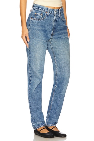 aligrace High Rise Slim Straight Jean in Denim-Dark