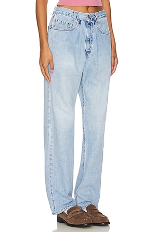 aligrace Cinched Waist Customs Straight in Denim-Light