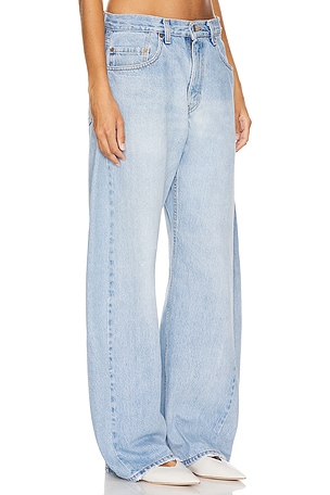 aligrace Vintage Barrel Wide Leg Jeans in Denim-Light
