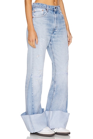 aligrace Vintage Ultra Wide Cuff Jeans in Denim-Light