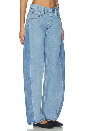 aligrace Two Tone Barrel Jeans in Blue
