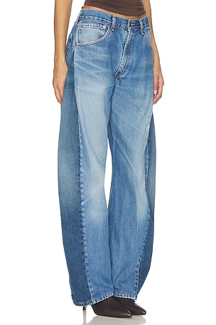aligrace Two Tone Barrel Jeans in Blue