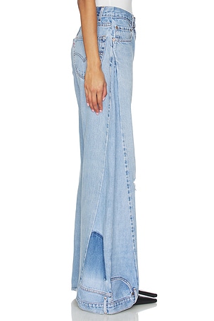 aligrace Reverse Wide Leg Jeans in Light Medium in Blue