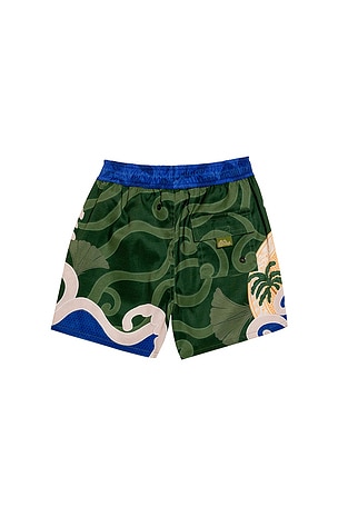 Agua Bendita Nick Thamar Swim Short in Green. Size 6. Also