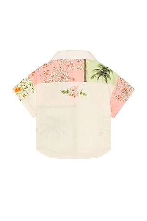 Agua Bendita Kids Clarabelle Été Top in Cream,Green