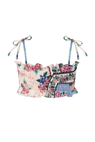 Agua Bendita Kids Gisele Ivy Top in White,Blue
