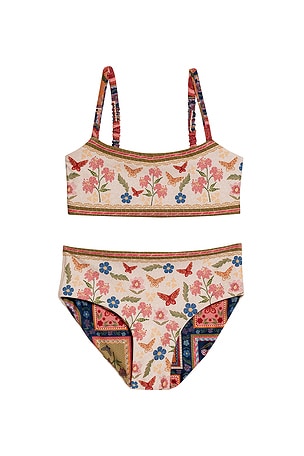 Agua Bendita Sky Fiore Bikini Set in Black,Brown. Size 6. Also