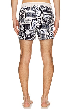 Agua Bendita Cassius Swim Trunks in Navy,White