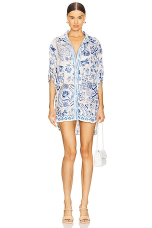 Chrissy Azure Shirt Dress Agua Bendita