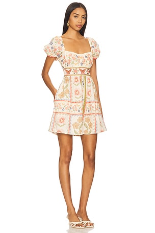 Agua Bendita Rosal Dress in Tan,Coral. Size S. Also