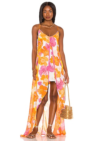 Agua Bendita Victoria Dress in White Funky Blooms REVOLVE