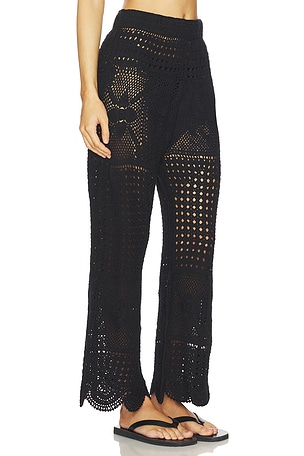 Agua Bendita Wesley Quilt Flared Pants in Black