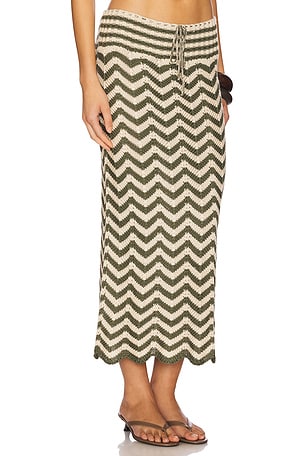 Agua Bendita Mira Ete Skirt in Olive,Beige
