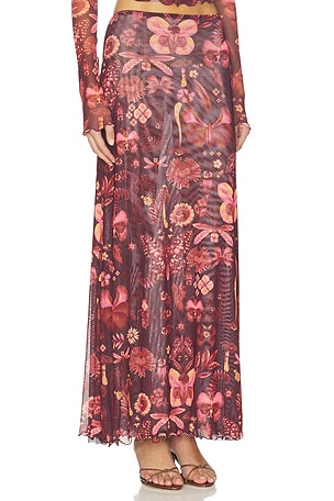 Agua Bendita Brace Skirt in Red. Size XS. Also