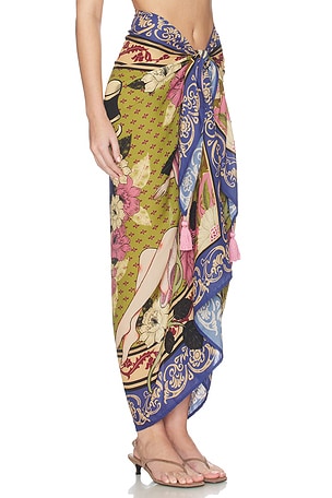 Agua Bendita Marine Matches Sarong in Green,Royal