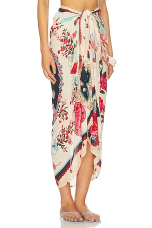 Agua Bendita Marine Cherish Sarong in Beige,Red
