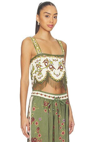 Agua Bendita Aida Crop Top in Olive,White