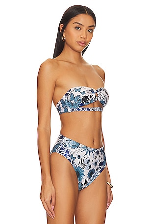 Agua Bendita Darya Embellished Bandeau Top in Blue