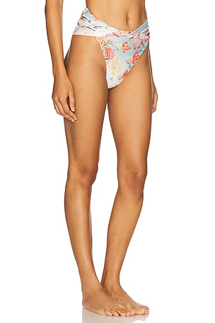 Agua Bendita Lily Bikini Bottom in Cream, Baby Blue
