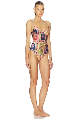Agua Bendita Petra Fiore One Piece in Burnt orange. Size S. Also