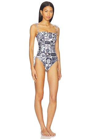 Agua Bendita Posh Batik One Piece in Blue. Size S. Also