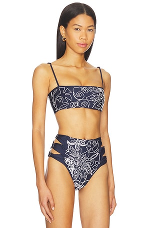 Agua Bendita Brietta Batik Bikini Top in Navy