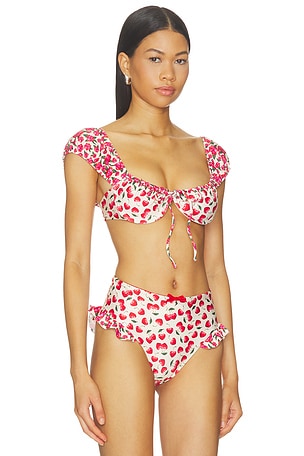 Agua Bendita Lupita Cherish Bikini Top in Red